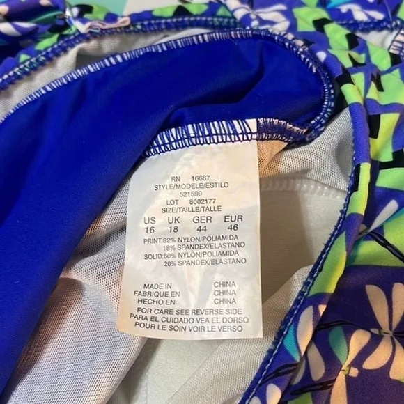 Penbrooke Swimsuits Tummy Control Size 16 Purple, Green, Black & White - Picture 10 of 10